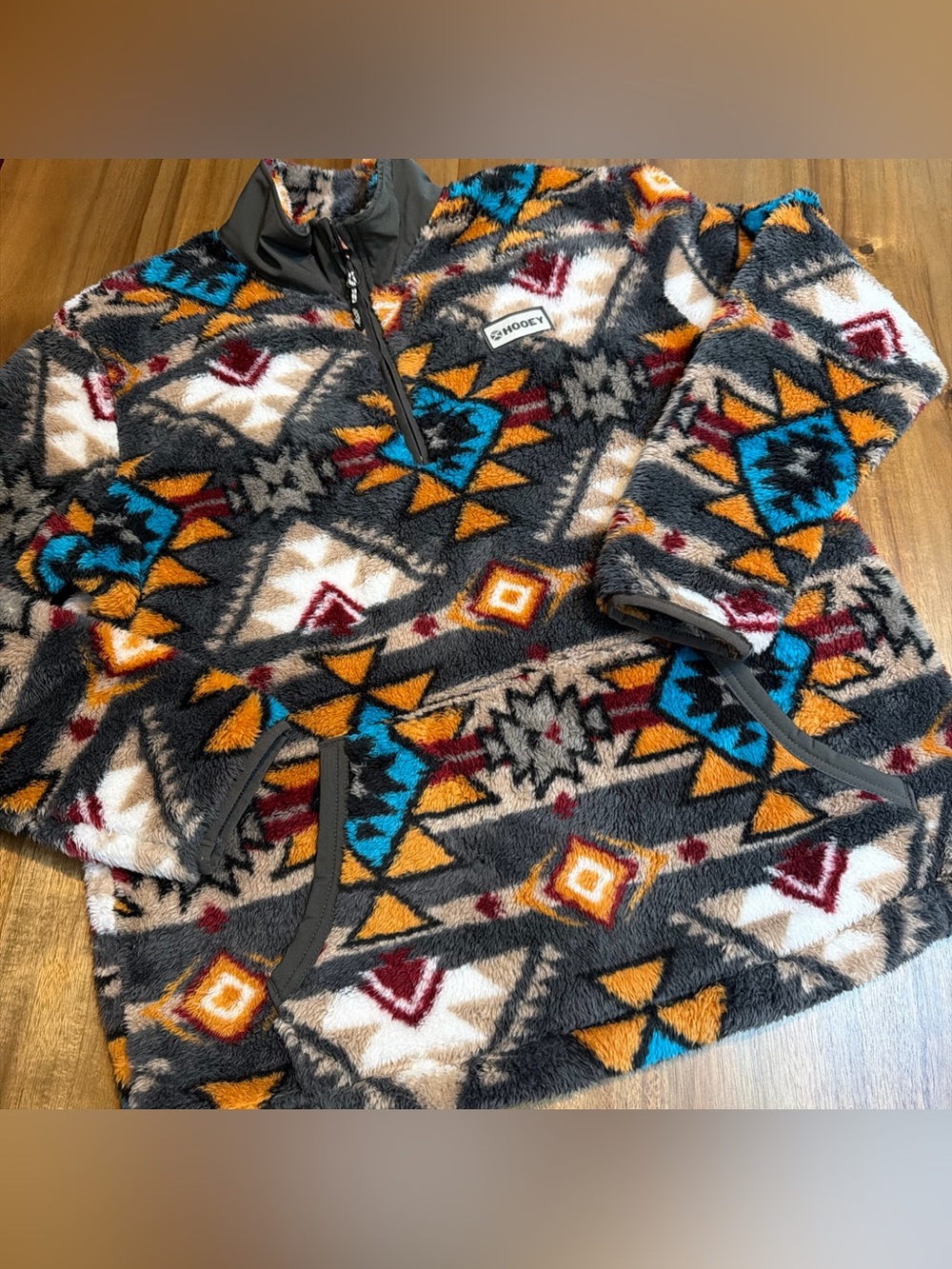 Hooey Mens Aztec Fleece Pullover Size Medium 1/4 Zip Southwestern Brown Jacket M
